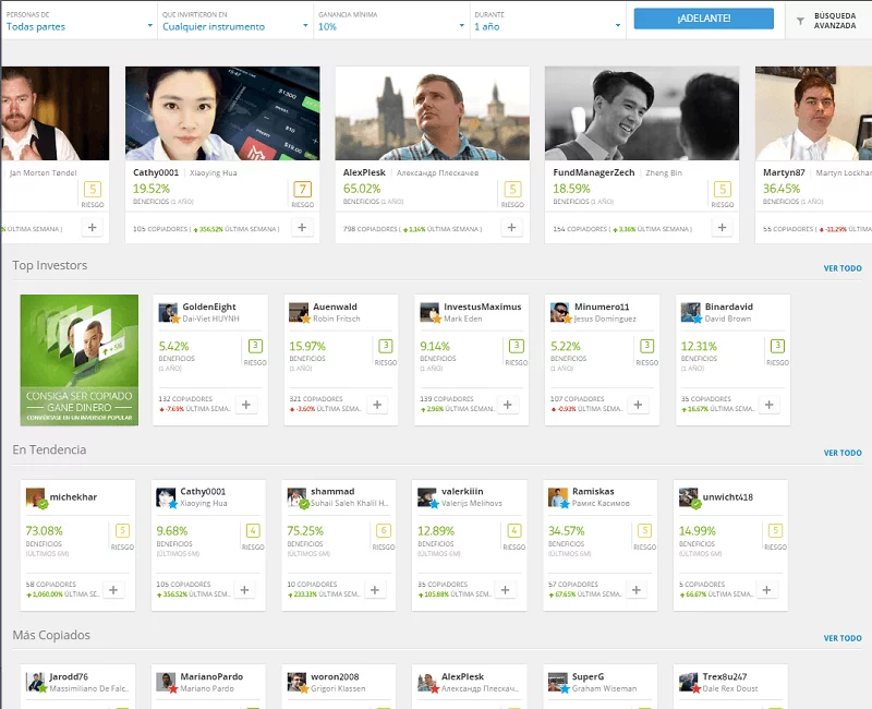 Plataforma de copytrading de eToro