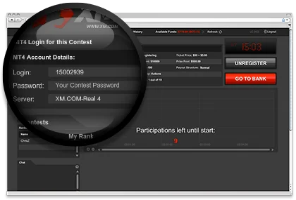 Registro de los participantes en los concursos de trading de XM