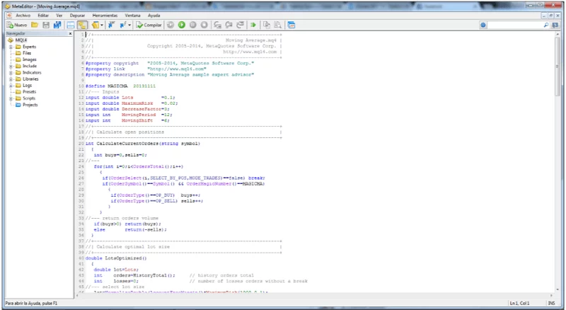 interfaz programar sistemas mt4