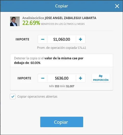 ¿Cómo funciona la función de copytrading de eToro? 3 Copytrading en la plataforma de eToro