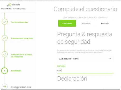 cuestionario seguridad icmarkets