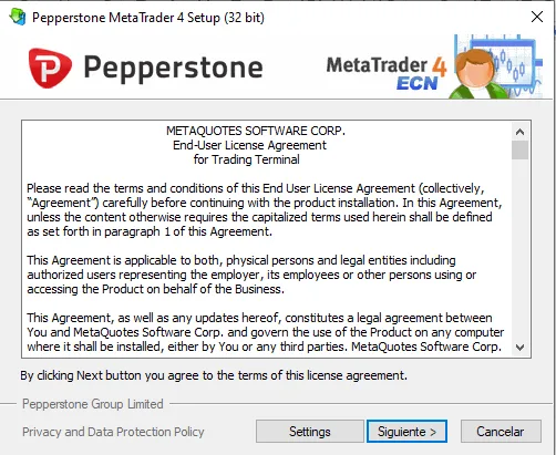 Tutorial de Pepperstone - Guía Para Operadores Forex 29 Instalación de MT4