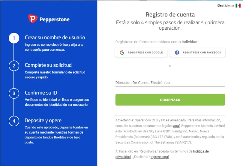 Tutorial de Pepperstone - Guía Para Operadores Forex 3 Formulario de registro de Pepperstone
