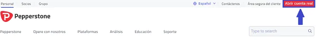 Tutorial de Pepperstone - Guía Para Operadores Forex 2 Menú inicial del broker Pepperstone