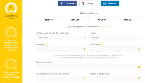 Reseña de Infinox - Broker de Forex y CFD Regulado 11 formulario registro