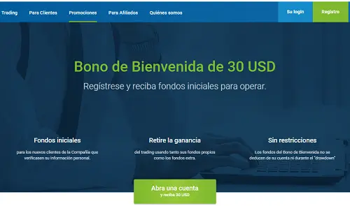 Bono de bienvenida de 30 USD de RoboForex