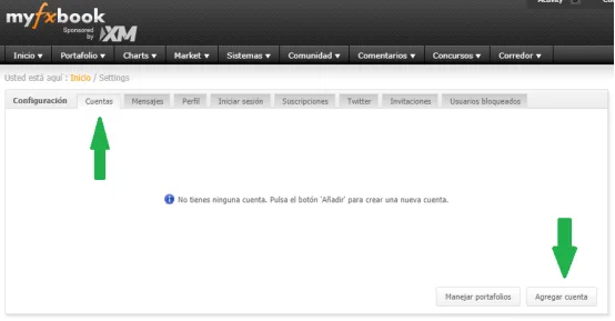 Conexión de cuenta a MYFXbook
