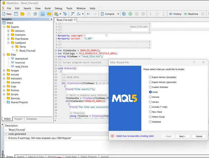 script mql5 leer archivos