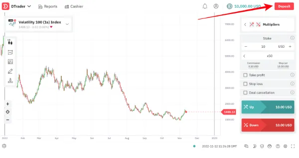 Tutorial del Broker Deriv.com 6 deposito fondos deriv