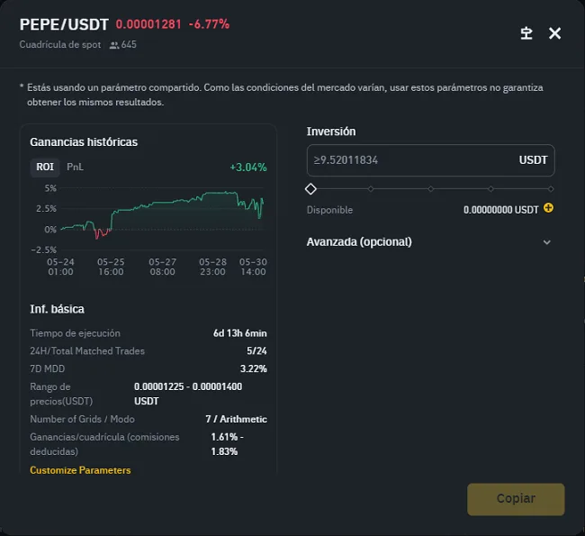 ejemplo robot binance