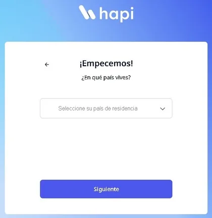 Apertura de una cuenta en Hapi