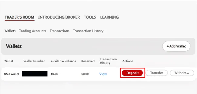 deposito fondos tickmill