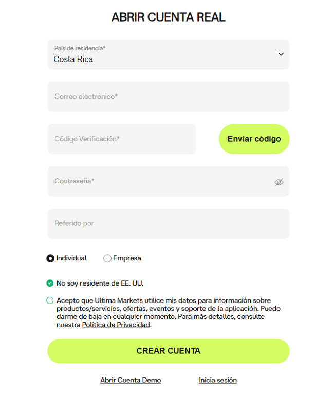 apertura cuenta ultima markets
