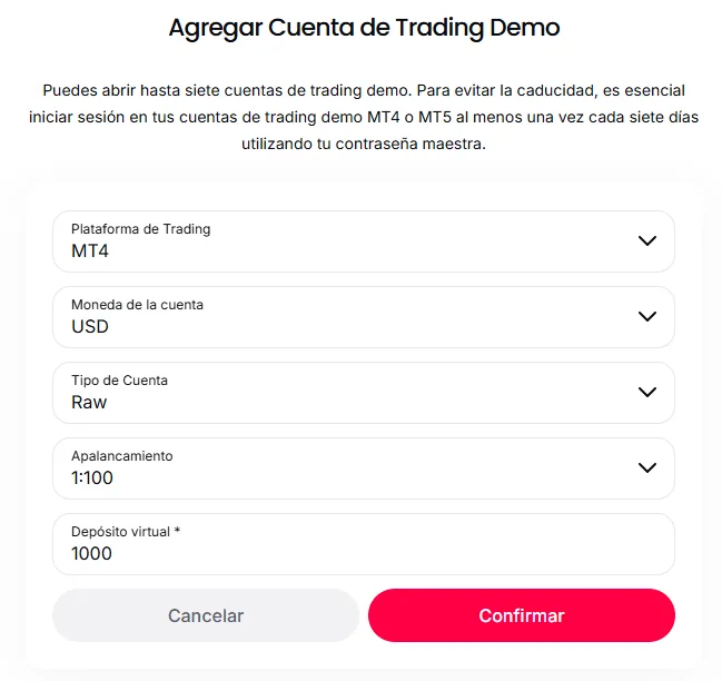 Cuenta Demo del Broker Tickmill 2026 6 agregar cuenta demo tickmill