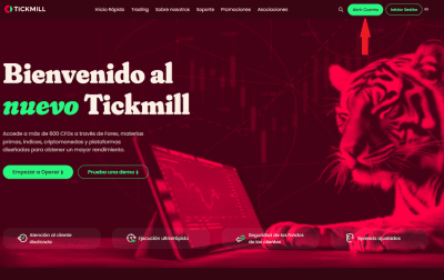 Cuenta Demo del Broker Tickmill 2026 11 Apertura de una cuenta demo con Tickmill