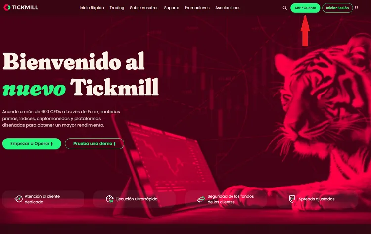 Cuenta Demo del Broker Tickmill 2026 3 Apertura de una cuenta demo con Tickmill