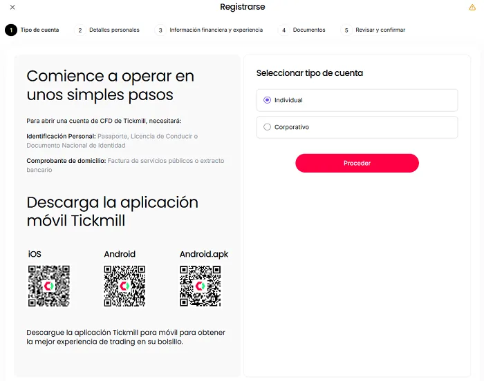 Cuenta Demo del Broker Tickmill 2026 4 formulario registro tickmill